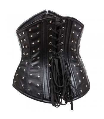 Women Black Leather Steel Boned Waist slimming Women Corset